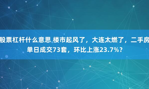 股票杠杆什么意思 楼市起风了，大连太燃了，二手房单日成交73套，环比上涨23.7%？