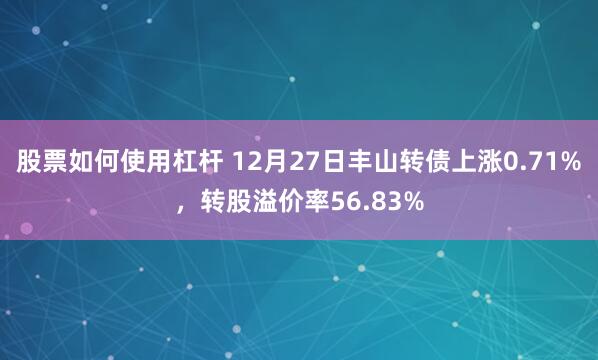 股票如何使用杠杆 12月27日丰山转债上涨0.71%，转股溢价率56.83%