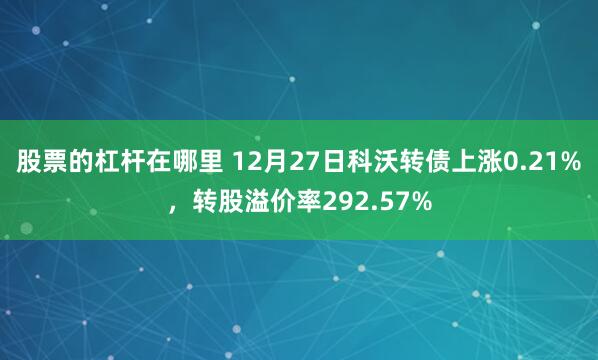 股票的杠杆在哪里 12月27日科沃转债上涨0.21%，转股溢价率292.57%